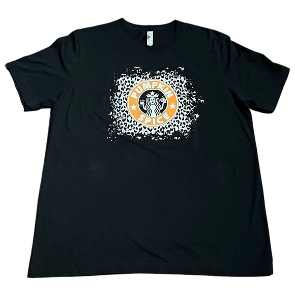 RARE Bella + Canvas Pumpkin Spice 100% Cotton Black Graphic T-Shirt - Picture 3 of 7